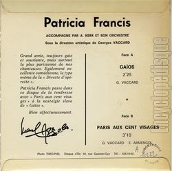 [Pochette de Gaos (Patricia FRANCIS) - verso]