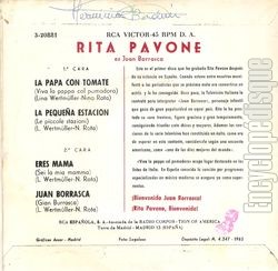 [Pochette de La papa con tomate (Rita PAVONE) - verso]