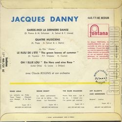 [Pochette de Garde-moi la dernire danse (Jacques DANNY) - verso]