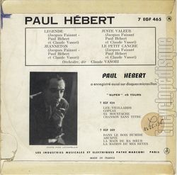[Pochette de Lgende (Paul HBERT) - verso]