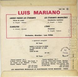 [Pochette de Laissez passer les tudiants (Luis MARIANO) - verso]