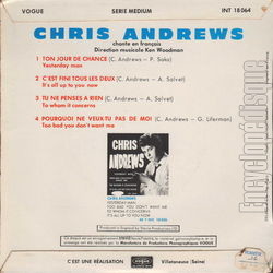 [Pochette de Chris ANDREWS -  Ton jour de chance  (Les FRANCOPHILES) - verso]