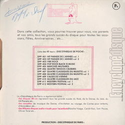 [Pochette de 4 classiques du musette - vol. 1 (Tony FRED et son ensemble) - verso]