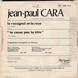 [Pochette de Le rossignol et la rose (Jean-Paul CARA) - verso]