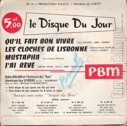 [Pochette de Le disque du jour n5 - Qu’il fait bon vivre (COMPILATION) - verso]