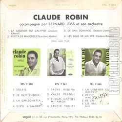 [Pochette de La lgende du calypso (Claude ROBIN) - verso]