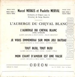 [Pochette de L’auberge du cheval blanc (Marcel MERKS et Paulette MERVAL) - verso]