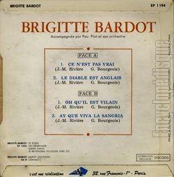[Pochette de Ce n’est pas vrai (Brigitte BARDOT) - verso]
