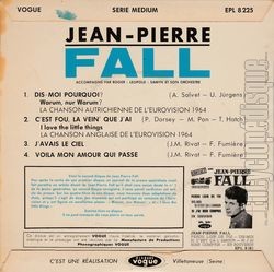 [Pochette de Dis-moi pourquoi ? (Jean-Pierre FALL) - verso]