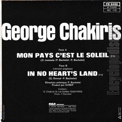 [Pochette de Mon pays c’est le soleil (George CHAKIRIS) - verso]