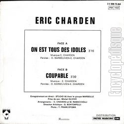 [Pochette de On est tous des idoles (ric CHARDEN) - verso]