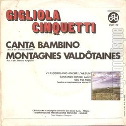 [Pochette de Canta Bambino (Gigliola CINQUETTI) - verso]
