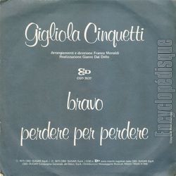 [Pochette de Bravo (Gigliola CINQUETTI) - verso]