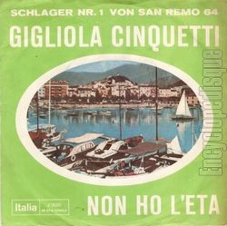 [Pochette de Non ho l’eta (Gigliola CINQUETTI)]