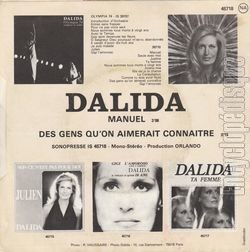 [Pochette de Manuel (DALIDA) - verso]