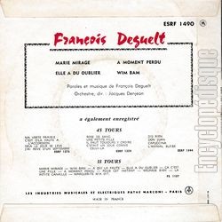[Pochette de Marie mirage (Franois DEGUELT) - verso]