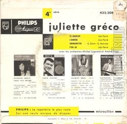 [Pochette de Le guinche (Juliette GRCO) - verso]