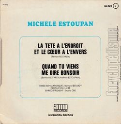[Pochette de La tte  l’endroit, le cœur  l’envers (Michle ESTOUPAN) - verso]