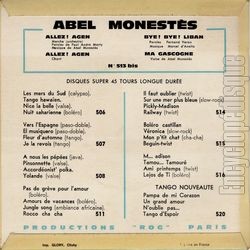 [Pochette de Allez ! Agen (Abel MONESTS) - verso]