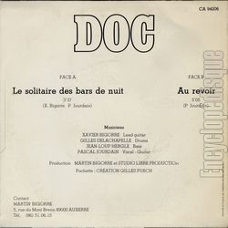 [Pochette de Le solitaire des bars de nuit (DOC) - verso]