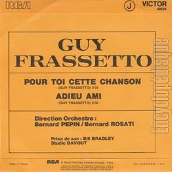 [Pochette de Pour toi cette chanson (Guy FRASSETTO) - verso]