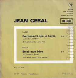 [Pochette de Souviens-toi que je t’aime (Jean GRAL) - verso]