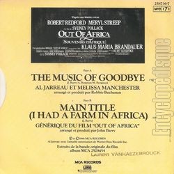 [Pochette de Out of Africa (B.O.F.  Films ) - verso]