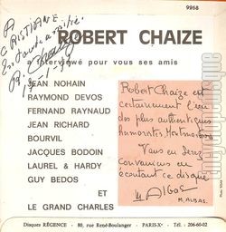 [Pochette de A interview pour vous ses amis (Robert CHAIZE) - verso]
