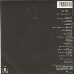 [Pochette de Tes yeux noirs / Monte-Cristo (INDOCHINE) - verso]