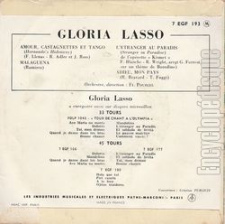 [Pochette de Amour, castagnettes et tango (Gloria LASSO) - verso]