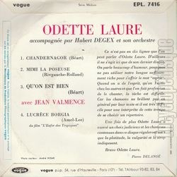 [Pochette de Chandernagor (Odette LAURE) - verso]