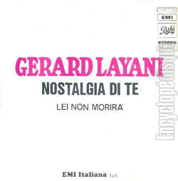[Pochette de Nostalgia di te (Grard LAYANI) - verso]