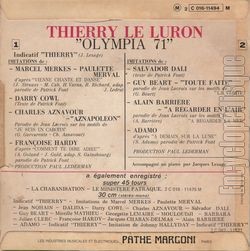 [Pochette de Olympia 71 (Thierry LE LURON) - verso]