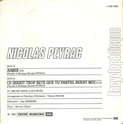 [Pochette de Aimer (Nicolas PEYRAC) - verso]