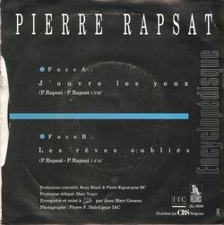 [Pochette de J’ouvre les yeux (Pierre RAPSAT) - verso]