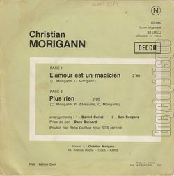 [Pochette de L’amour est un magicien (Christian MORIGANN) - verso]