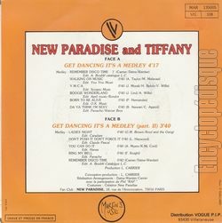 [Pochette de Get dancing, it’s a medley (NEW PARADISE and TIFFANY) - verso]