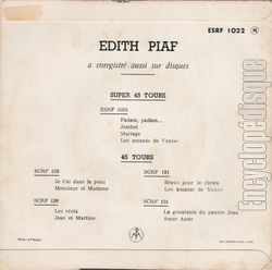[Pochette de La goualante du pauvre Jean (dith PIAF) - verso]