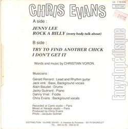 [Pochette de Jenny Lee (Chris EVANS) - verso]