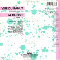 [Pochette de Vir du bahut / La guerre (ZRO DE CONDUITE) - verso]