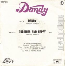 [Pochette de Dandy / Together and happy (DANDY) - verso]