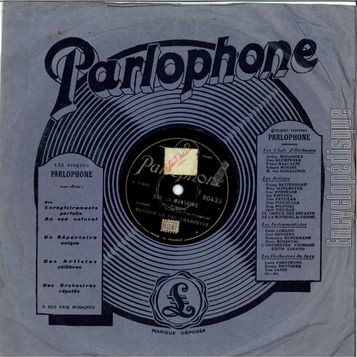 [Pochette de MUSIQUE DE BAL CHAMPTRE -  Sur la montagne / Schani landler  (78 tours  Parlophone ) - verso]