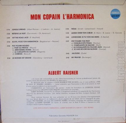 [Pochette de Mon copain l’harmonica (Albert RAISNER) - verso]