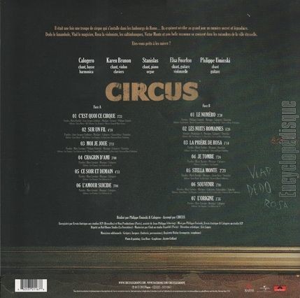 [Pochette de Circus (CIRCUS) - verso]