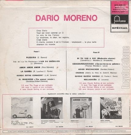 [Pochette de Dario Moreno (Dario MORENO) - verso]