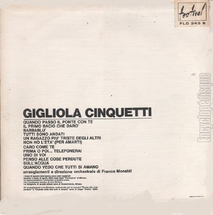 [Pochette de Gigliola Cinquetti (Gigliola CINQUETTI) - verso]