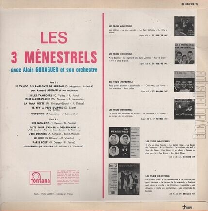 [Pochette de Le tango des employs de bureau - Si les tambours… (Les 3 MNESTRELS) - verso]
