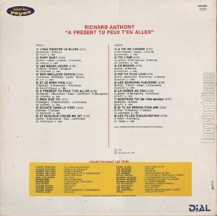 [Pochette de A prsent tu peux t’en aller - Ecoute dans le vent… (Richard ANTHONY) - verso]