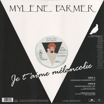 [Pochette de Je t’aime mlancolie (Mylne FARMER) - verso]