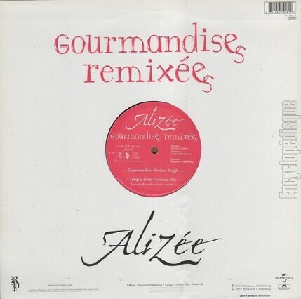 [Pochette de Gourmandises remixes (ALIZEE) - verso]